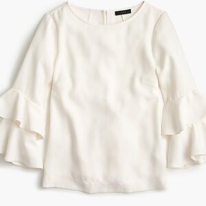 J. Crew Tiered bell-sleeve top in drapey crepe Ivory 2